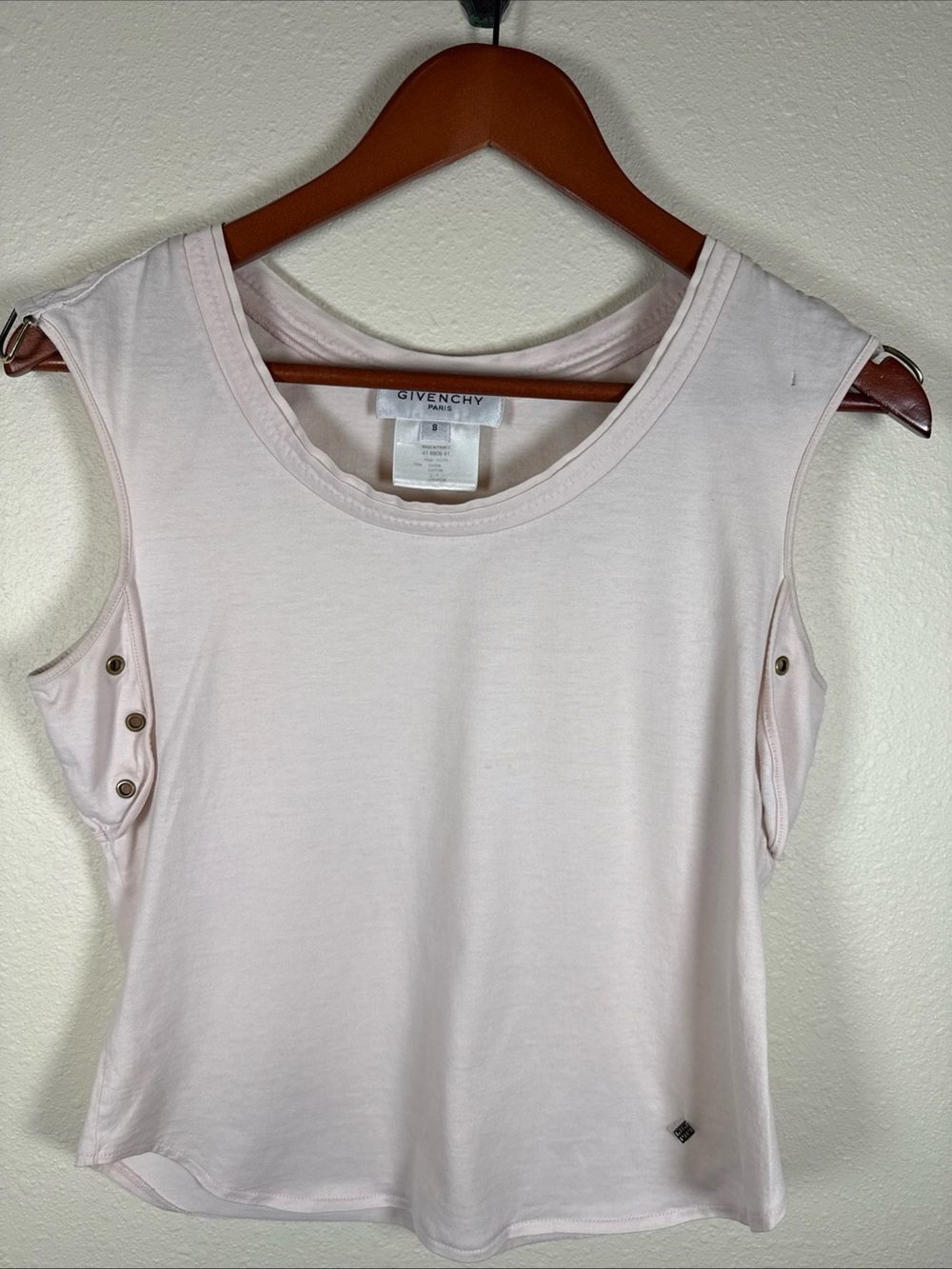 Givenchy Light Pink Cotton Tank Top Grunge Hardware Grommets Punk S